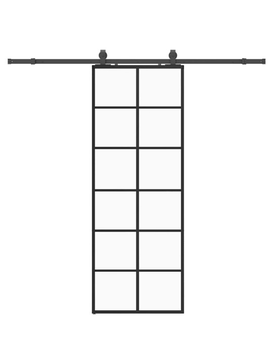 Liukuovi asennustarvikkeilla musta 76x205 cm ESG lasi