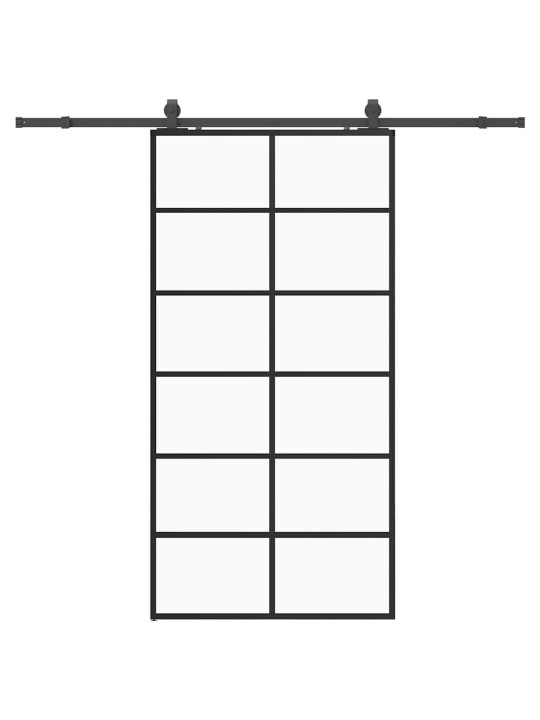 Liukuovi asennustarvikkeilla musta 90x205 cm ESG lasi