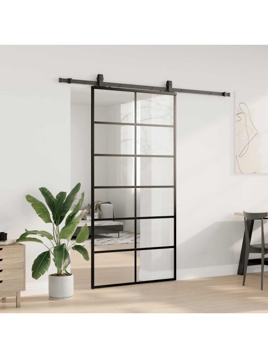 liukuovi laitteistosarjalla musta 102x205 cm ESG lasi
