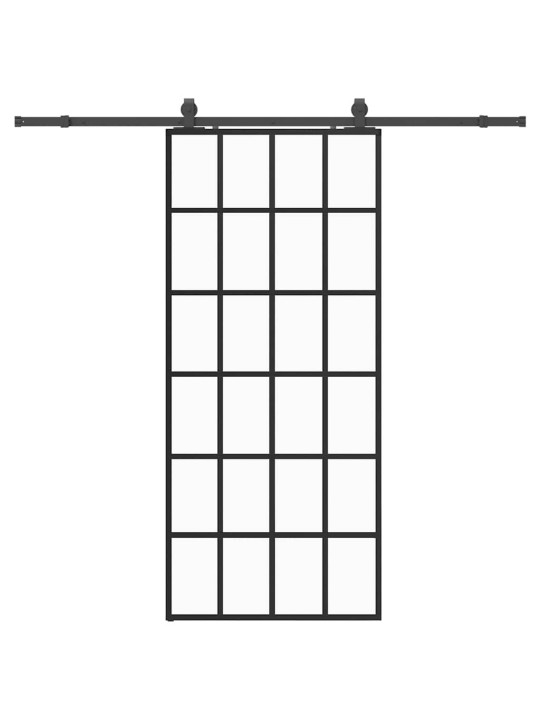Liukuovi asennustarvikkeilla musta 90x205 cm ESG lasi