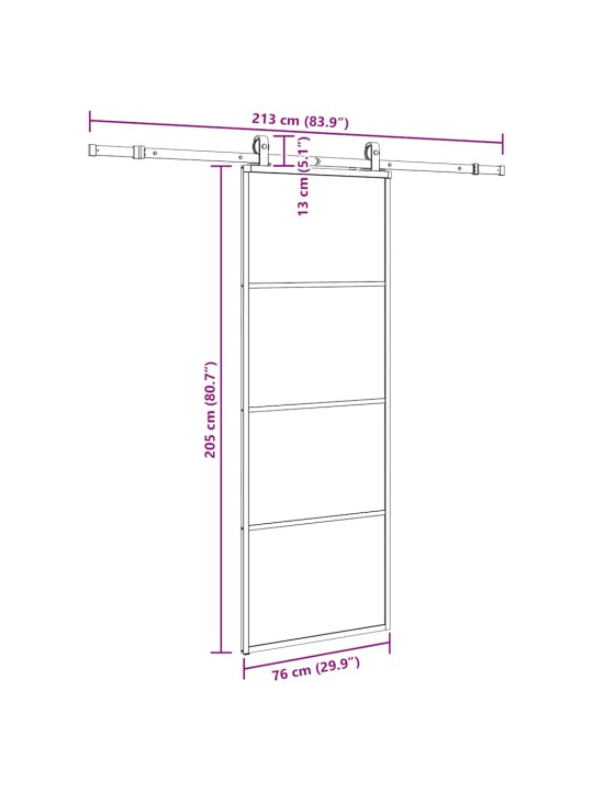 Liukuovi asennustarvikkeilla musta 76x205 cm ESG lasi