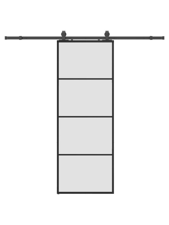 Liukuovi asennustarvikkeilla musta 76x205 cm ESG lasi