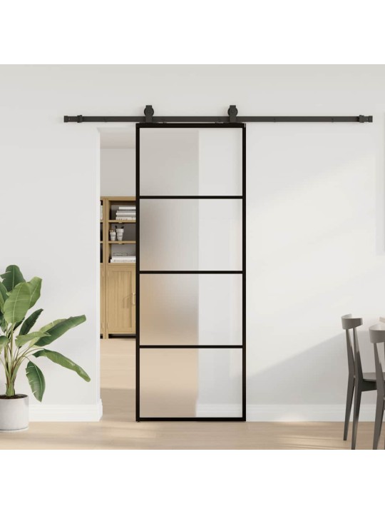 Liukuovi asennustarvikkeilla musta 76x205 cm ESG lasi