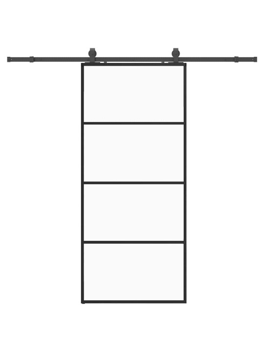 Liukuovi asennustarvikkeilla musta 90x205 cm ESG lasi