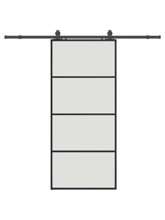 Liukuovi asennustarvikkeilla musta 90x205 cm ESG lasi