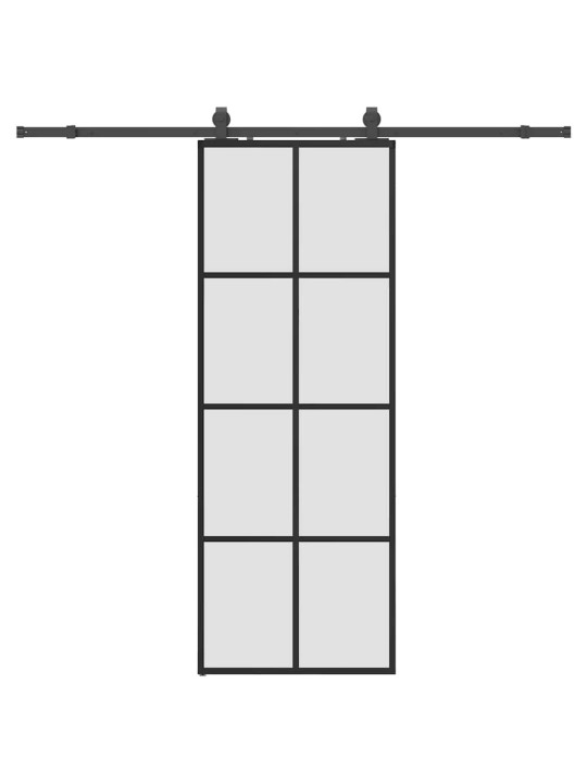 Liukuovi asennustarvikkeilla musta 76x205 cm ESG lasi