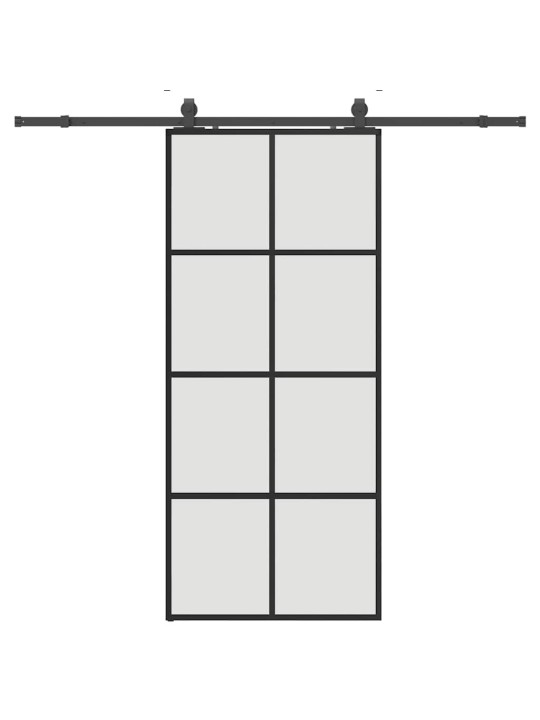 Liukuovi asennustarvikkeilla musta 90x205 cm ESG lasi