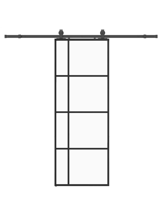 Liukuovi asennustarvikkeilla musta 76x205 cm ESG lasi