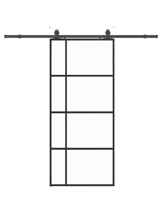 Liukuovi asennustarvikkeilla musta 90x205 cm ESG lasi