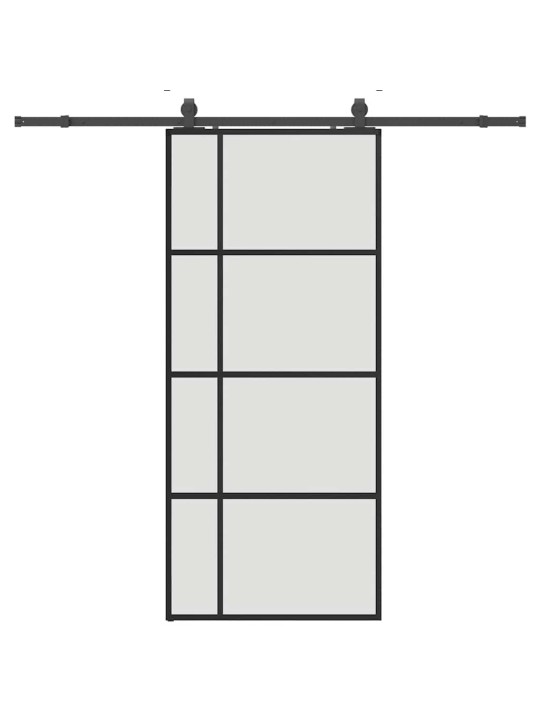 Liukuovi asennustarvikkeilla musta 90x205 cm ESG lasi