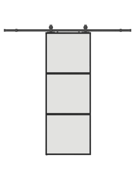 liukuovi laitteistosarjalla musta 76x205 cm karkaistu lasi
