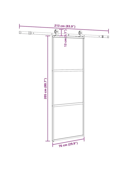 liukuovi laitteistosarjalla musta 76x205 cm karkaistu lasi