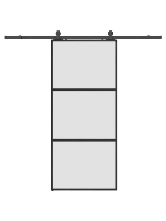 liukuovi laitteistosarjalla musta 90x205 cm karkaistu lasi