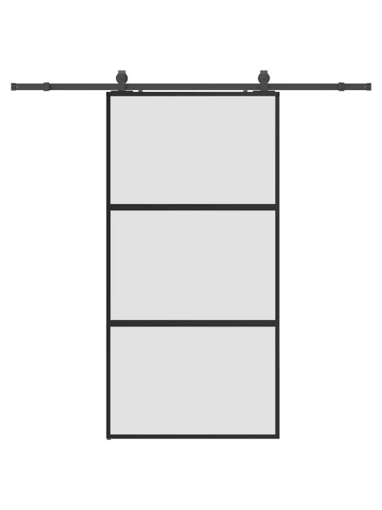 liukuovi laitteistosarjalla musta 102,5x205 cm karkaistu lasi