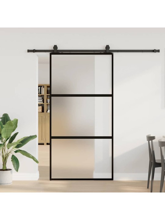 liukuovi laitteistosarjalla musta 102,5x205 cm karkaistu lasi