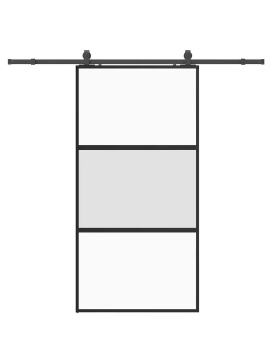 liukuovi laitteistosarjalla musta 102,5x205 cm karkaistu lasi