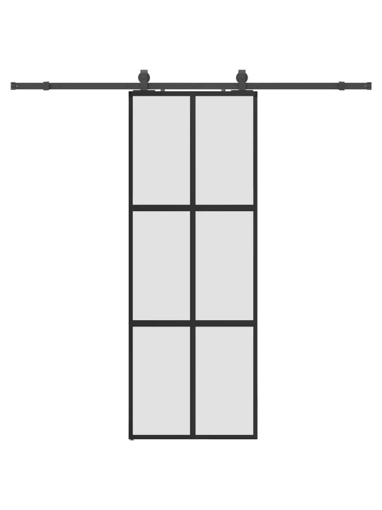 liukuovi laitteistosarjalla musta 76x205 cm karkaistu lasi