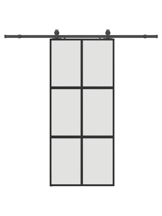 liukuovi laitteistosarjalla musta 90x205 cm karkaistu lasi