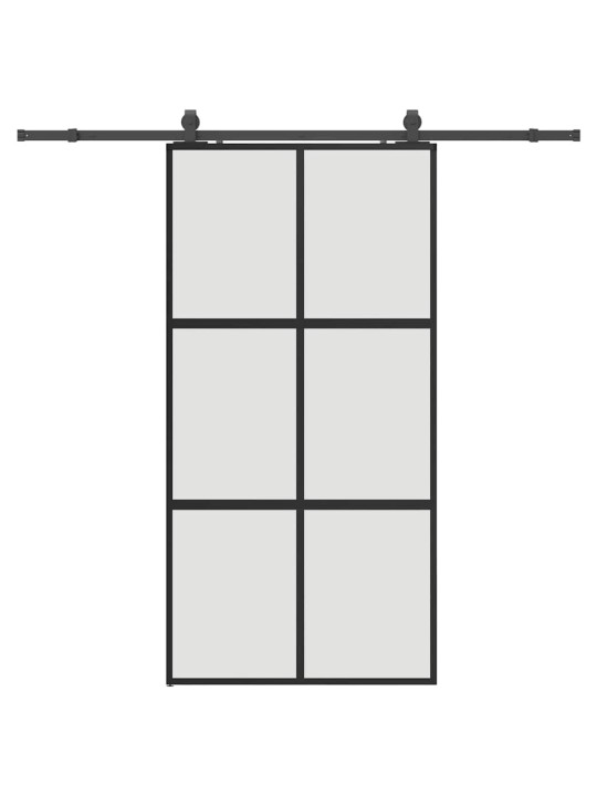 liukuovi laitteistosarjalla musta 102,5x205 cm karkaistu lasi