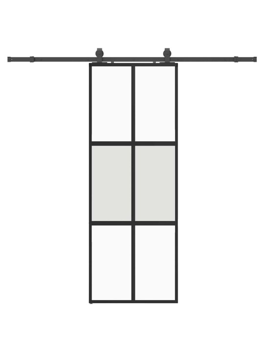 liukuovi laitteistosarjalla musta 76x205 cm karkaistu lasi
