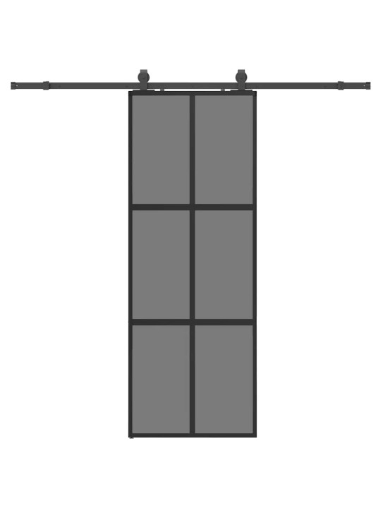 liukuovi laitteistosarjalla musta 76x205 cm karkaistu lasi