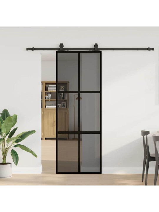 liukuovi laitteistosarjalla musta 76x205 cm karkaistu lasi