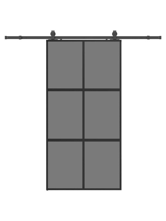 liukuovi laitteistosarjalla musta 102,5x205 cm karkaistu lasi