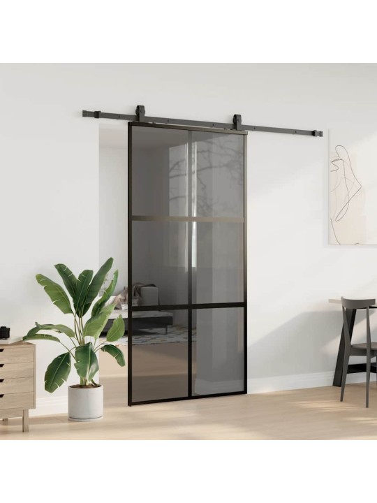 liukuovi laitteistosarjalla musta 102,5x205 cm karkaistu lasi