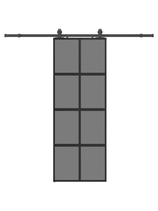 liukuovi laitteistosarjalla musta 76x205 cm karkaistu lasi