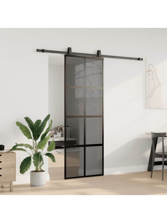 liukuovi laitteistosarjalla musta 76x205 cm karkaistu lasi