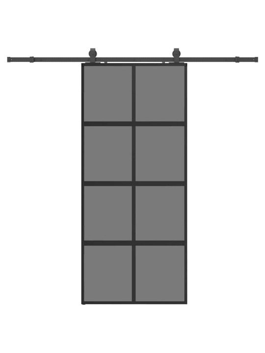 liukuovi laitteistosarjalla musta 90x205 cm karkaistu lasi