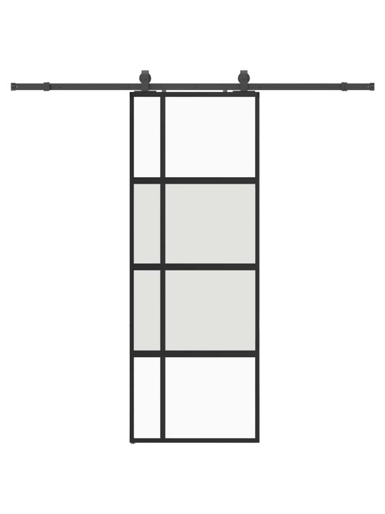 liukuovi laitteistosarjalla musta 76x205 cm karkaistu lasi
