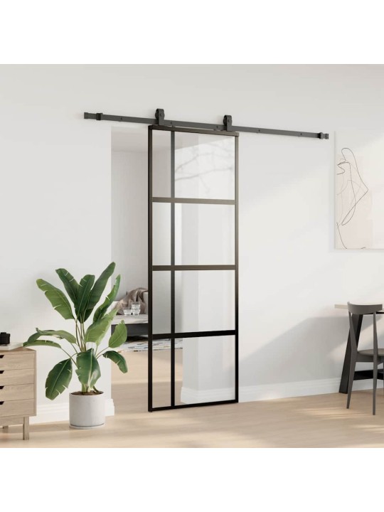 liukuovi laitteistosarjalla musta 76x205 cm karkaistu lasi