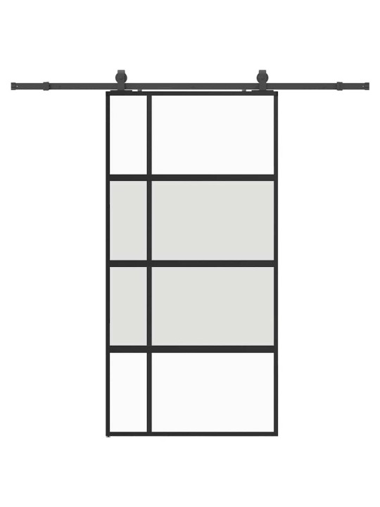 liukuovi laitteistosarjalla musta 102,5x205 cm karkaistu lasi