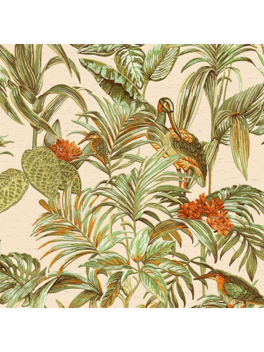 DUTCH WALLCOVERINGS Tapetti Bird-of-Paradise vihreä