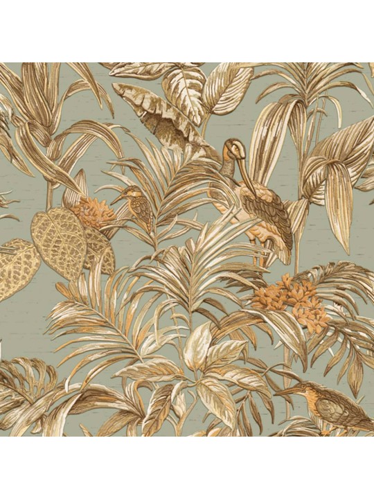 DUTCH WALLCOVERINGS Tapetti Bird-of-Paradise sinivihreä