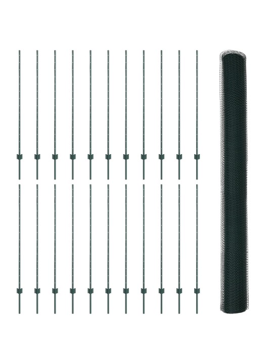 Aitatukipilarit 11 kpl u-kanava vihreä 140 cm terästä