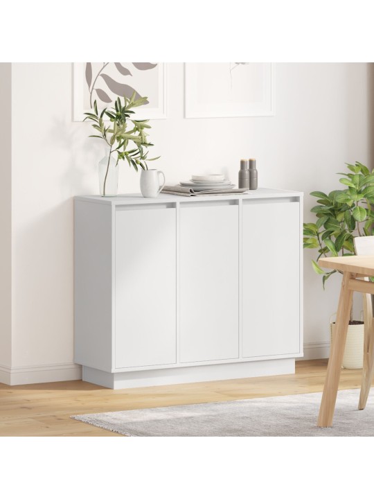 Sivupöytä led-valolla valkoinen 90x32x75 cm tekninen puu