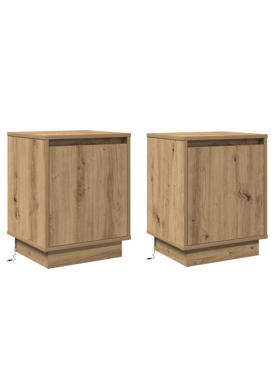 Yöpöydät led-valoilla 2 kpl artisan tammi 39x34,5x50 cm