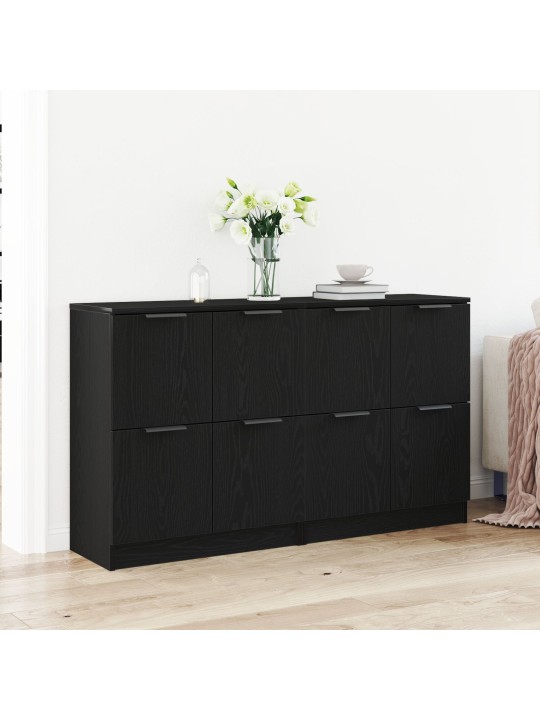 Sivupöydät 2 kpl musta tammi 60x30x70 cm tekninen puu