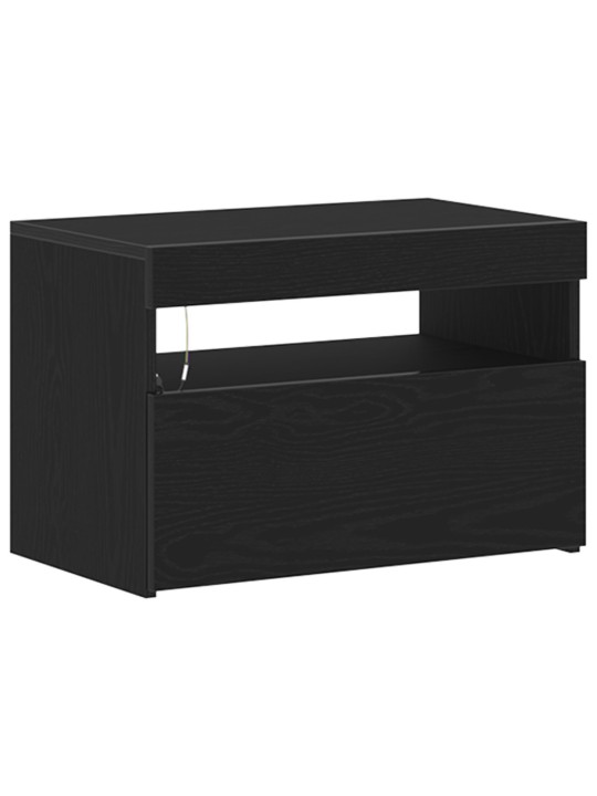 Tv-taso led-valoilla, musta tammi, 60x35x40 cm, tekninen puu