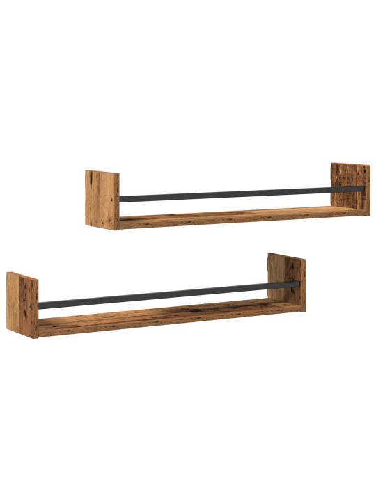 Seinähyllyt 2 kpl vanha puu 80x16x14 cm keinotekoinen puu