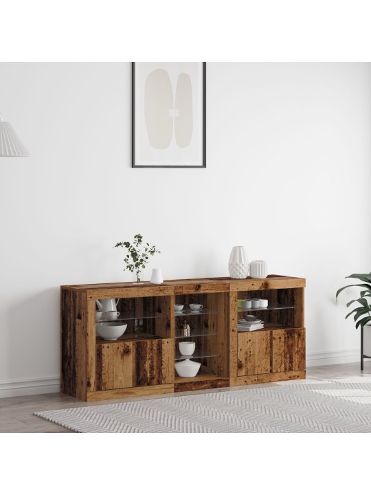Sivupöytä led-valoilla, vanha puu 162x37x67 cm, käsitelty puu