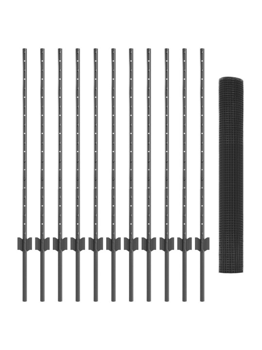 Hitsattu lang fence 22 u-pylväällä harmaa 1x25 m teräs