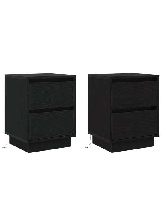 Yöpöydät led-valoilla 2 kpl musta 39x34.5x50 cm