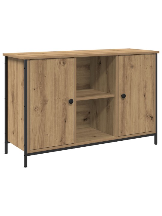 Tv-kaappi musta tammi 101x35x65 cm karkaistu puu ja teräs