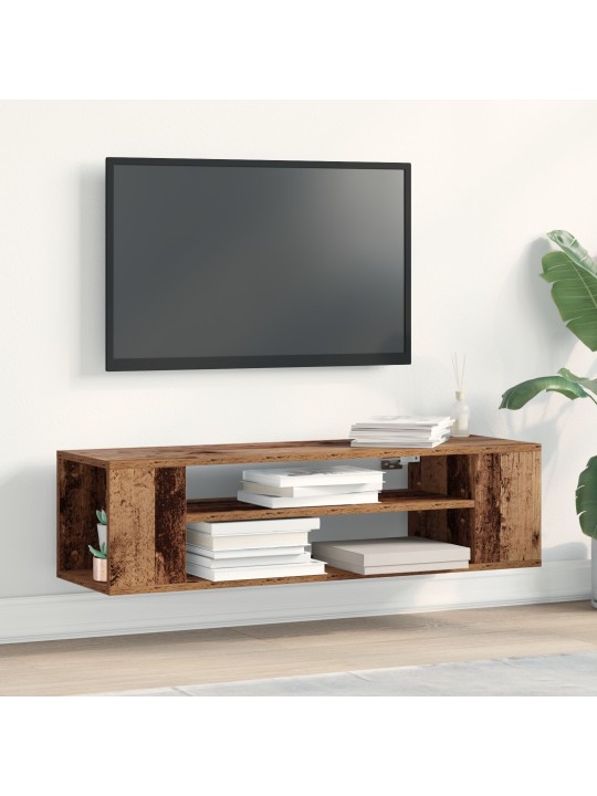 Seinälle kiinnitettävä tv-kaappi vanha puu 100x30x26,5 cm teknopuu
