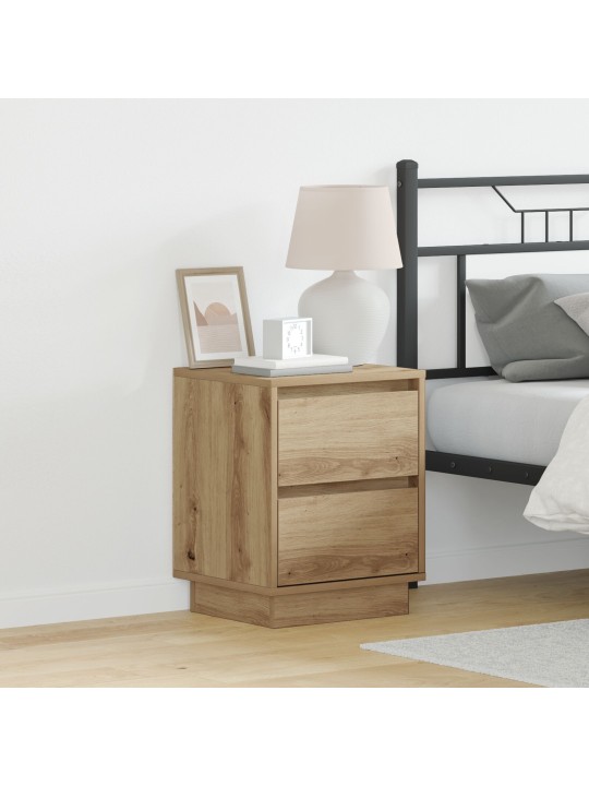 Yöpöydät led-valoilla 2 kpl taiteellinen tammi 39x34.5x50 cm