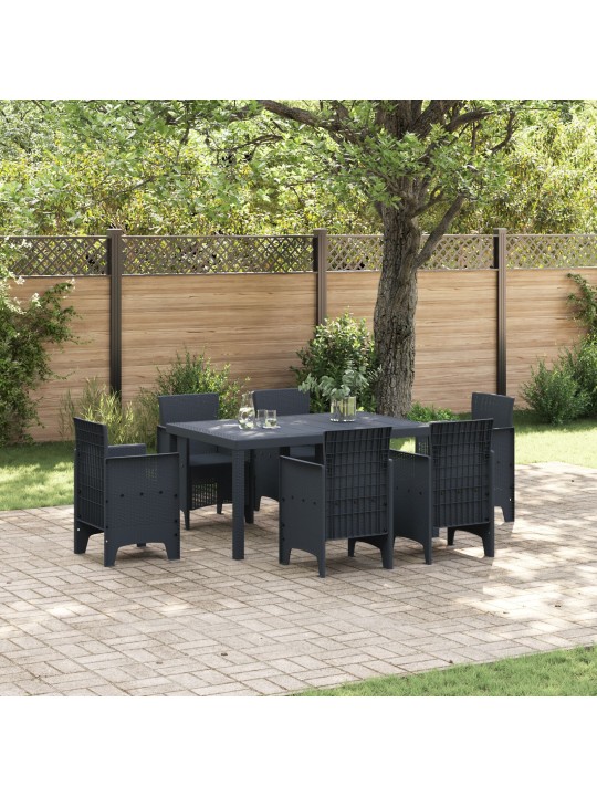 Puutarhapöytä antrasiitti 150x100x73 cm poly rattan