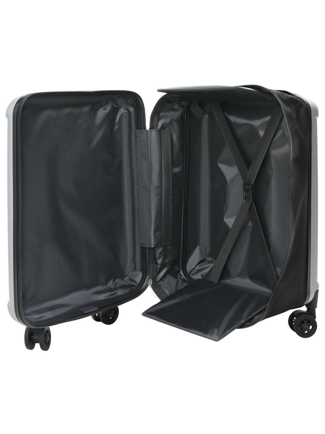Taitettava matkalaukku kovakotelo 24'' hopea 43x27x66 cm abs